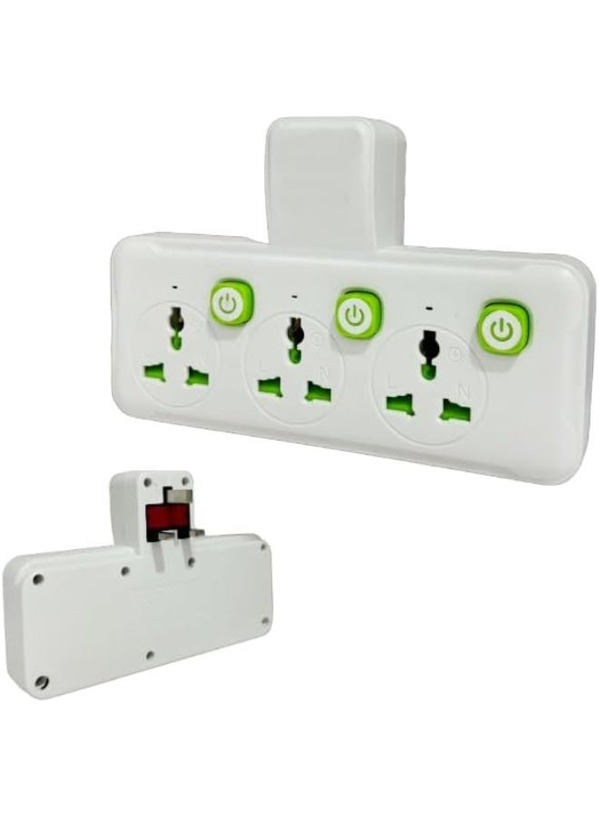 ECVV Multi Plug Power Extension Socket Adapter - 3 Way Universal Wall Electrical Extender Outlet - UK 3 Pin Electric Power Sockets for Home | Office | Kitchen White - Image 2