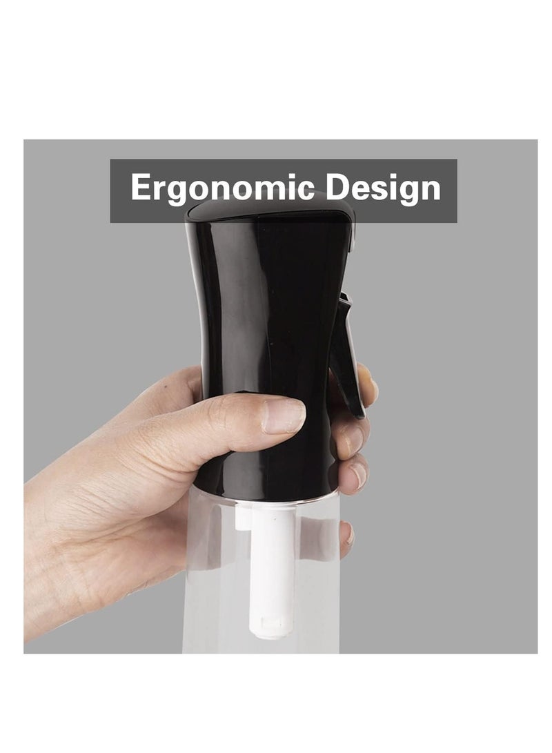 ECVV Spray Bottle Plastic Empty Hair Mist Sprayer Ultra Fine Water Mister for Hairstyling Cleaning Salons Plants Pet Care (300ml, Transparent Black) - Image 2