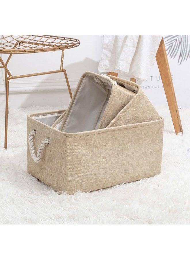 إي سي في في Collapsible Rectangular Storage Basket with Handles, Storage Bins Organizer Basket Used for Organizing Shelves, Closets, Clothes, and Toy, Beige Large 40x31x20cm Beige  - Image 5