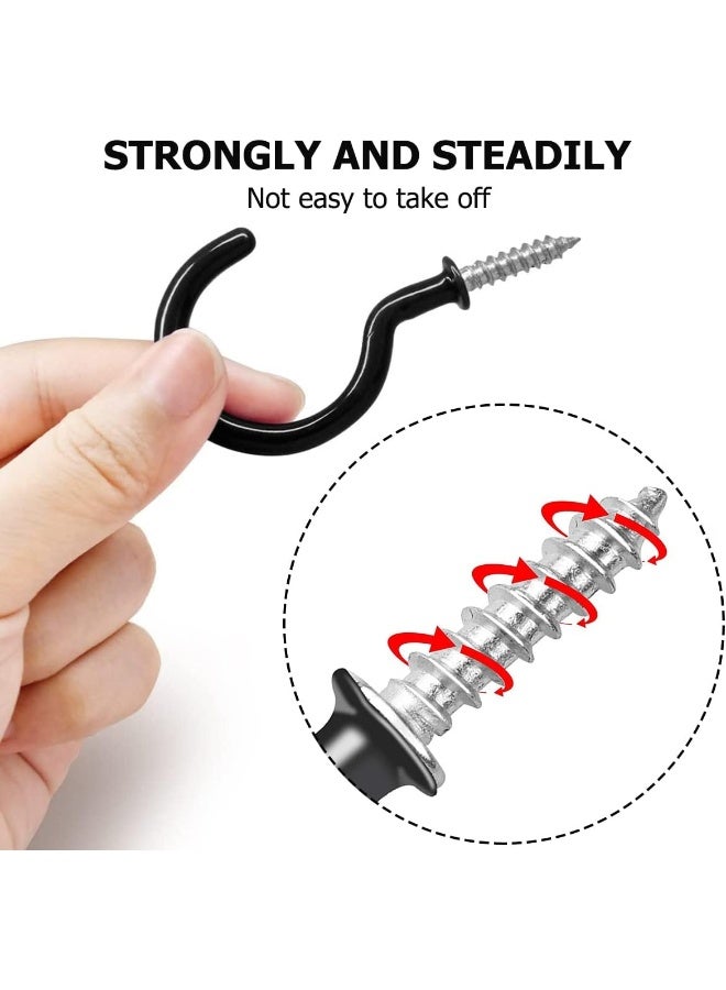ECVV 25 Pcs Heavy Duty Ceiling Hooks for Hanging Plant, 2.9 inch Black Spiral Hooks for Kitchen Garden Ceiling Hanging, Vinyl Coated Screw-in Kitchen Hooks Black - Image 2