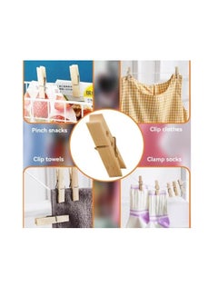 ECVV ECVV® Bamboo Clothespins | Bamboo Pegs Clothes Pegs Wood urable Hanging Clips for Home Clothes Windproof Supplies | 80 Pieces 6cm x 1.2cm Brown (80 Pcs)  - Image 4