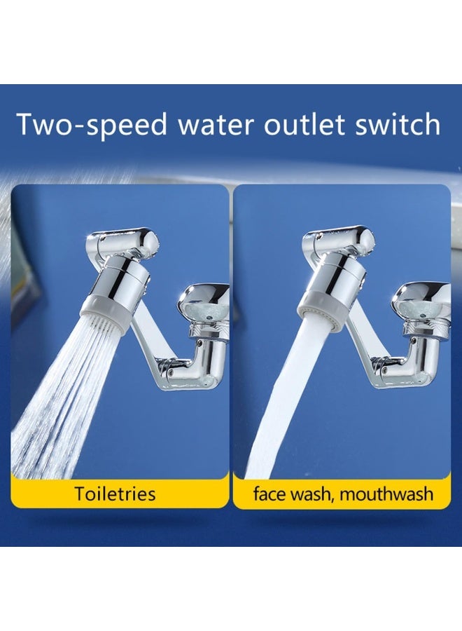 ECVV 1080°Swivel Faucet Extender, 2 Mode Rotating Splash Sink Aerator, Brass 360° Rotatable Robotic Arm Water Filter Extension, Faucet Aerator Spray For Bathroom Kitchen Silver  - Image 5