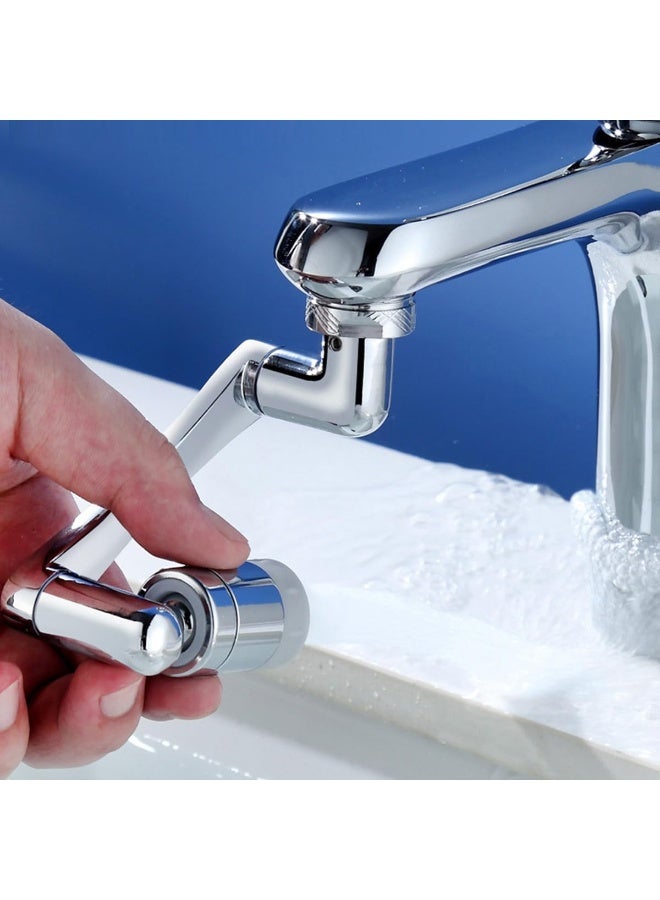 ECVV 1080°Swivel Faucet Extender, 2 Mode Rotating Splash Sink Aerator, Brass 360° Rotatable Robotic Arm Water Filter Extension, Faucet Aerator Spray For Bathroom Kitchen Silver  - Image 4