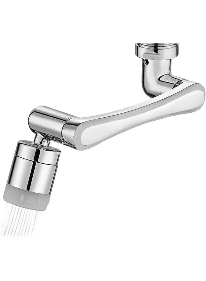 ECVV 1080°Swivel Faucet Extender, 2 Mode Rotating Splash Sink Aerator, Brass 360° Rotatable Robotic Arm Water Filter Extension, Faucet Aerator Spray For Bathroom Kitchen Silver  - Image 1