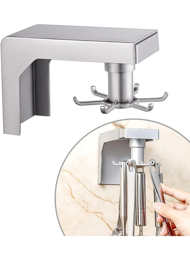 ECVV ECVV Multi-Purpose Kitchen Hooks: 360° Rotatable Rack for Organized Storage & Spoon Hanger Accessories Silver  - Image 1