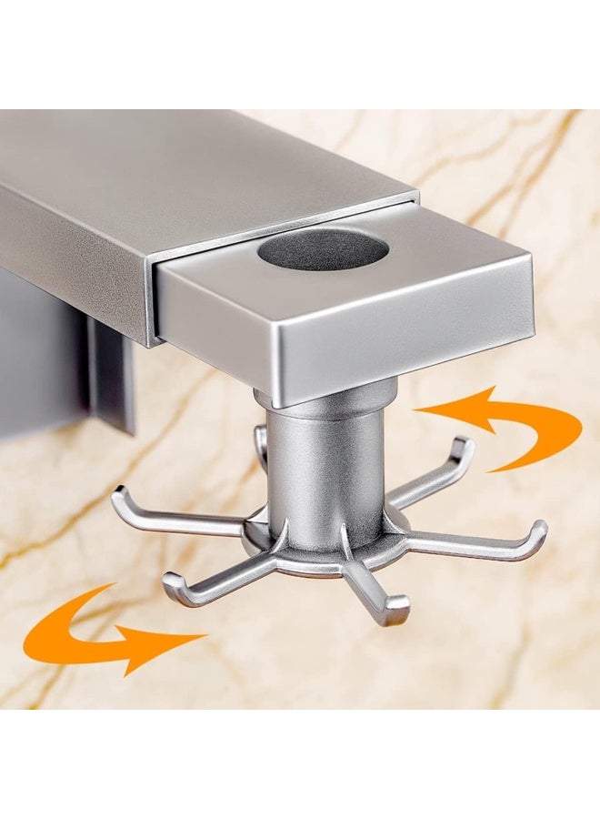 ECVV ECVV Multi-Purpose Kitchen Hooks: 360° Rotatable Rack for Organized Storage & Spoon Hanger Accessories Silver  - Image 2