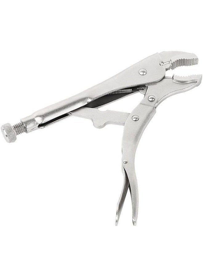 ECVV Tool Curved Jaw Locking Pliers - Vulcan Forged Carbon Steel Vise Grips - Hardened Milled Jaws for Maximum Grip - Built in Wire Cutter - Classic Trigger Release | 10 Inch | Silver  - Image 1