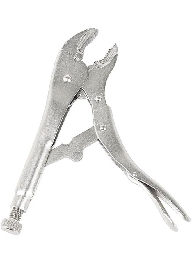 ECVV Tool Curved Jaw Locking Pliers - Vulcan Forged Carbon Steel Vise Grips - Hardened Milled Jaws for Maximum Grip - Built in Wire Cutter - Classic Trigger Release | 10 Inch | Silver  - Image 3