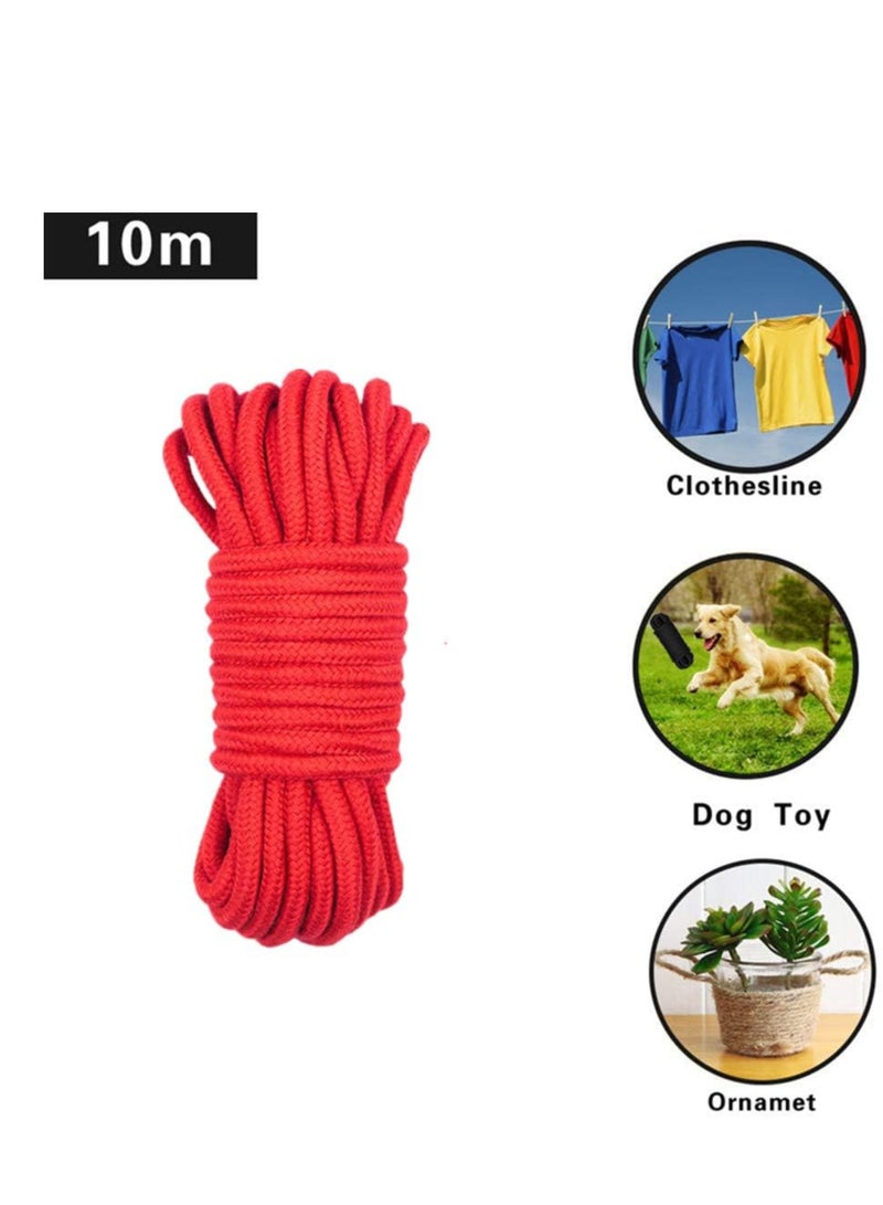 ECVV Soft Cotton Rope 32 feet 10m 2 PCS Multifunction Natural Durable Long Rope 8 MM All Purpose Cotton Rope Craft Rope Thick Cotton Cord - Image 4