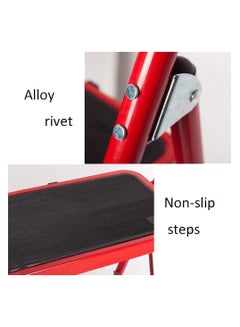 ECVV Hawk King 5 Step House Steel Ladder Multi-Function Staircase Red Color With Wide Pedal Step Stool 50W x 179H centimeterscm  - Image 2