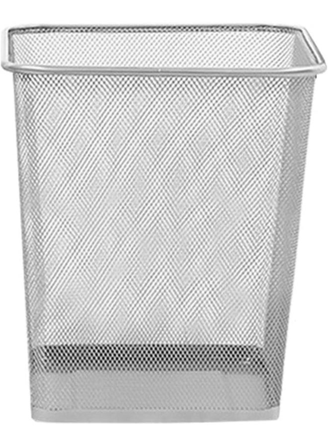 إي سي في في Mesh Metal Trash Can Square Mesh Wire Wastebasket Vintage Garbage Bin Reusable Bedroom Can for Kitchen | Farmhouse | Home | Office | SILVER Silver  - Image 1