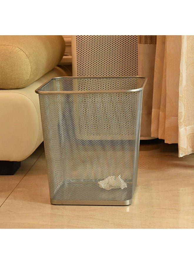 إي سي في في Mesh Metal Trash Can Square Mesh Wire Wastebasket Vintage Garbage Bin Reusable Bedroom Can for Kitchen | Farmhouse | Home | Office | SILVER Silver  - Image 5
