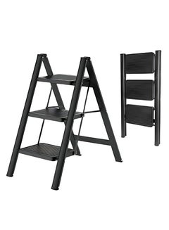 ECVV 3 Step) Ladder, Folding Step Stool for Adults, Lightweight Aluminum Step Ladder, Portable 330 LBS Capacity Ladders for Home Kitchen Library Office, Small Step Stools with Anti-Slip Wide Pedals  - Image 1
