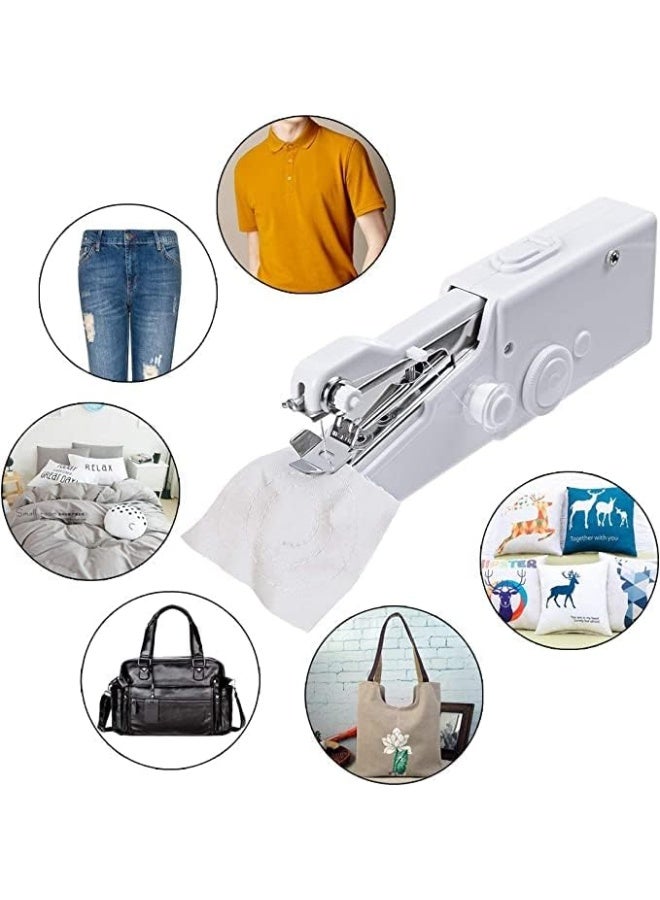 إي سي في في Portable Sewing Machine Handheld - Mini Hand Sewing Machine for Kids Beginners Home or Travel Sewing - Cordless Small Handy Stitch Handheld Sewing Machine for Easy Quick Repairs Fabric Leather White - Image 4