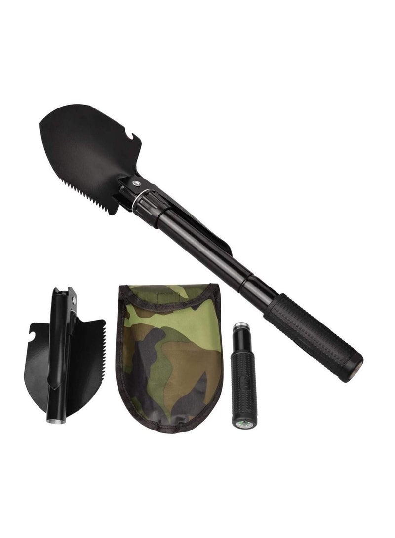 ECVV Military Portable Folding Shovel and Pickax, Small Compact Pickaxe with Carrying Pouch, Military Entrenching Survival Multitool for Camping, Hiking, Backpacking, Pouch Included  - Image 1