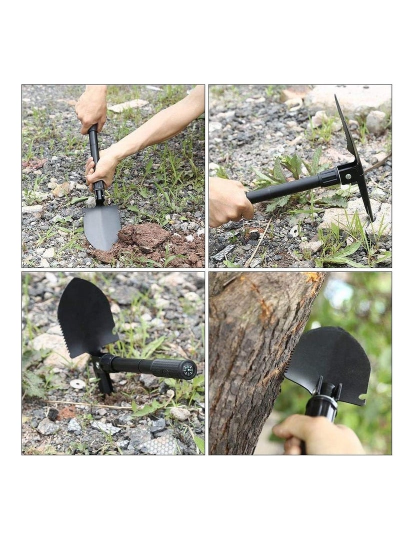 ECVV Military Portable Folding Shovel and Pickax, Small Compact Pickaxe with Carrying Pouch, Military Entrenching Survival Multitool for Camping, Hiking, Backpacking, Pouch Included  - Image 5