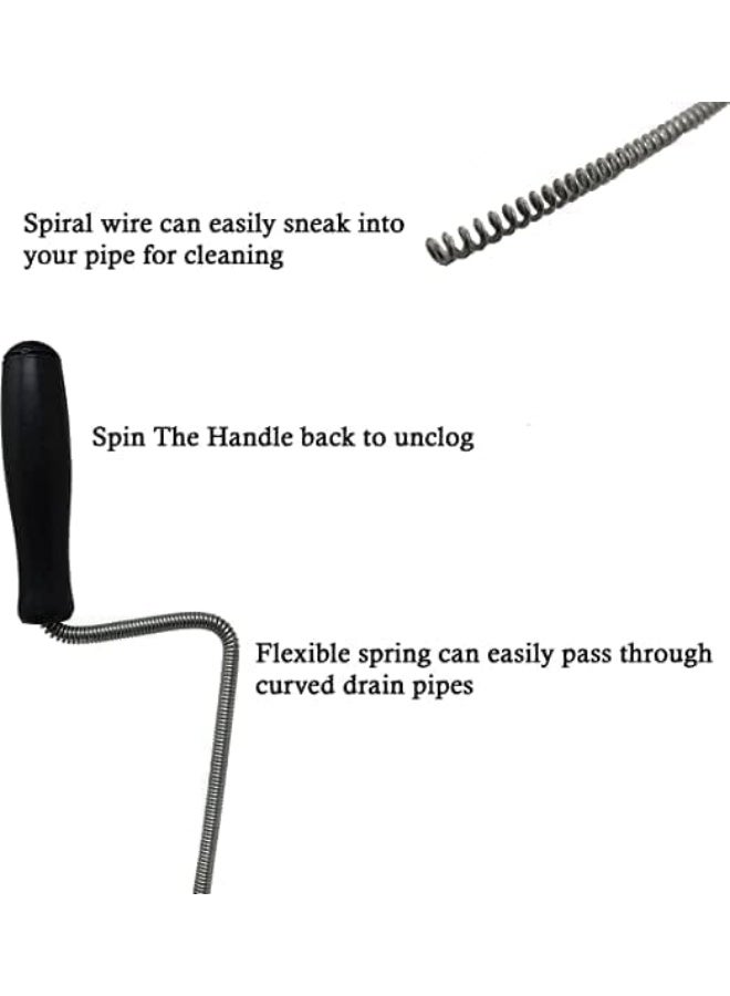 ECVV Flexible Spring Wire Sink & Drain Cleaner Hair Removal Tool Metal Snake Brush with Plastic Handle Drain Opener for Kitchen, Basins, Toilet, Bathroom, Bathtubs Sewers (SILVER) (3 METER) Silver  - Image 5