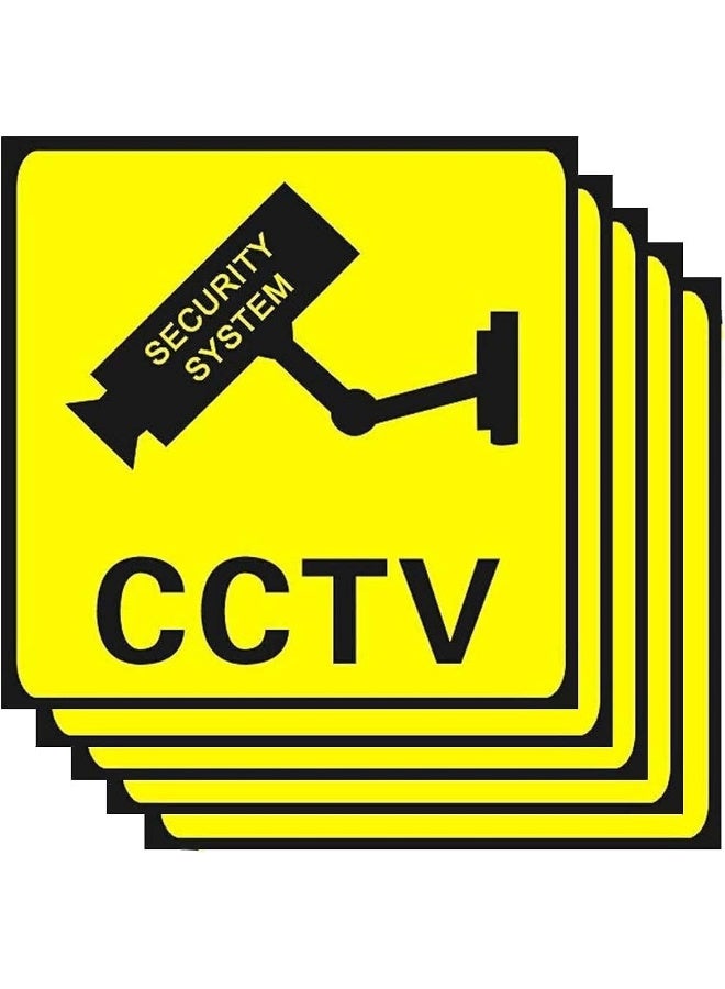 ECVV |5Pcs| Waterproof Weatherproof Video Surveillance Signs Outdoor, Security Camera Sign for Home, Business, Driveway Alert, CCTV 24H Warning Sign Sticker Yellow  - Image 1