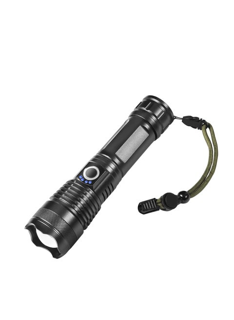 Rechargeable LED Flashlight, Ultra Bright Zoomable Flashlights, with 5 Modes, Adjustable High Lumens, Water Resistant, Handheld Light with Power Indicator for Camping/Outdoor/Emergency