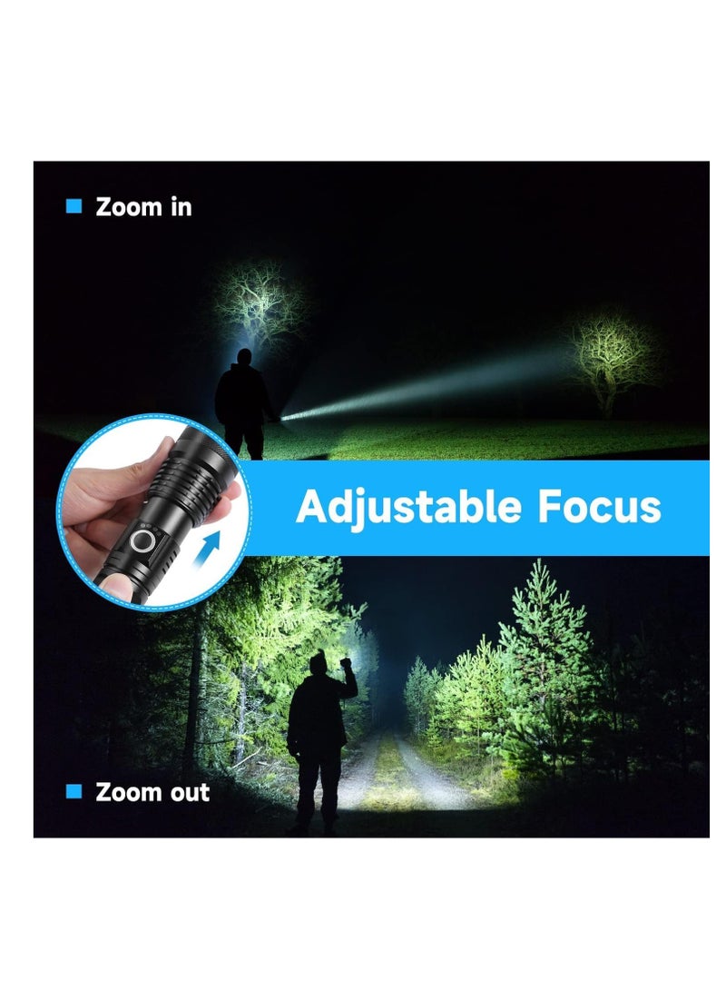 إي سي في في Rechargeable LED Flashlight, Ultra Bright Zoomable Flashlights, with 5 Modes, Adjustable High Lumens, Water Resistant, Handheld Light with Power Indicator for Camping/Outdoor/Emergency  - Image 3