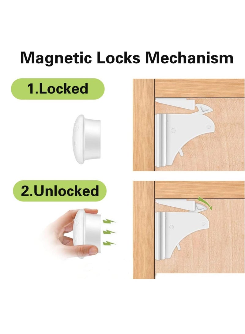 ECVV Child Safety Magnetic Cabinet Locks with Key Invisible Baby Proofing Toddlers Safety Locks for Kitchen Cupboards Drawers Magnetic Child Locks Baby Latches, No Tools Required (4 Locks + 1 Key)  - Image 4