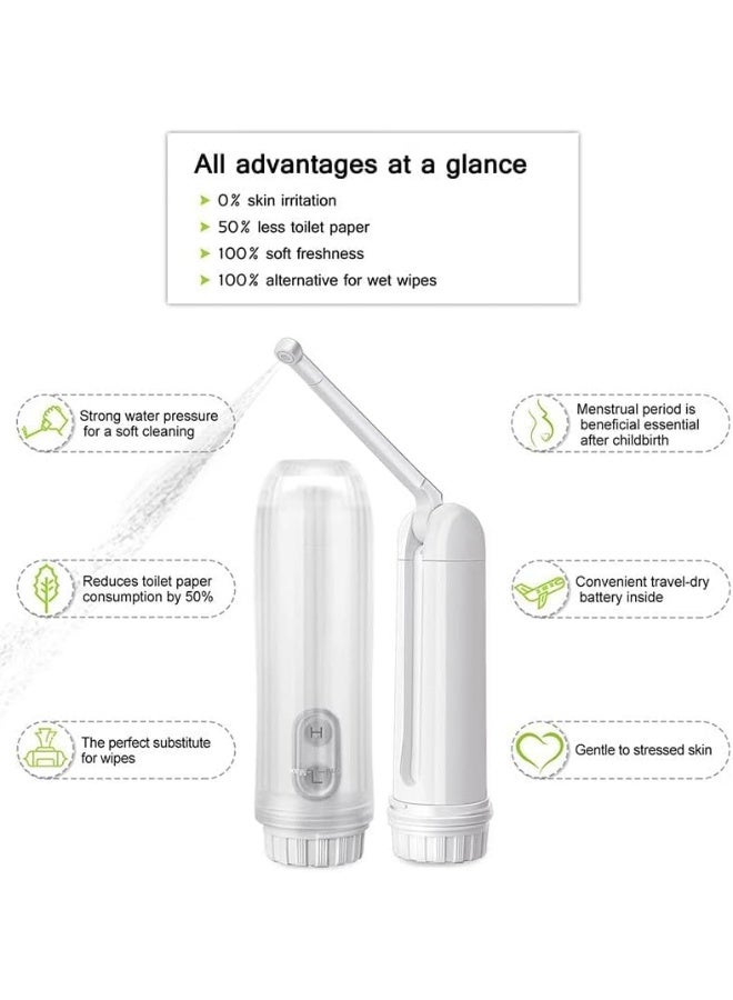 ECVV Portable Bidet Travel Electric Bidet Sprayer for Men Women, Handheld Electric Sprayer for Personal Hygiene Cleaning, with 2 Pressure Options White - Image 5