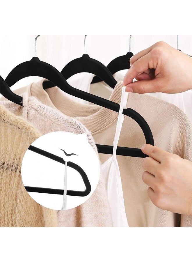 ECVV Velvet Hangers 50 Pack, 360 Degree Rotatable Hook, Non-Slip Flocking Clothes Hanger, Closet Organizer Space Saving Heavy Duty Coat Hangers-45cm Black - Image 2