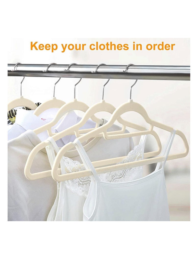 ECVV ECVV Velvet Hangers 50 Pack, 360 Degree Rotatable Hook, Non-Slip Flocking Clothes Hanger, Closet Organizer Space Saving Heavy Duty Coat Hangers-45CM Beige Beige - Image 5