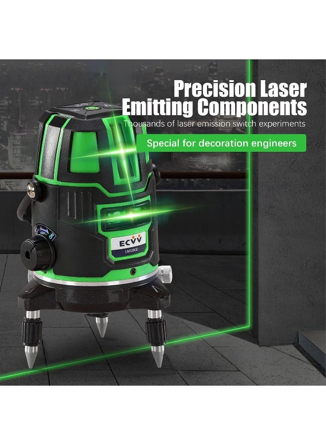 ECVV - Laser Level 3 Lines Green Light Professional Cross Marking Meter Self-Leveling Horizontal Vertical Laser Ruler Spirit Level 3 Lines - Image 1