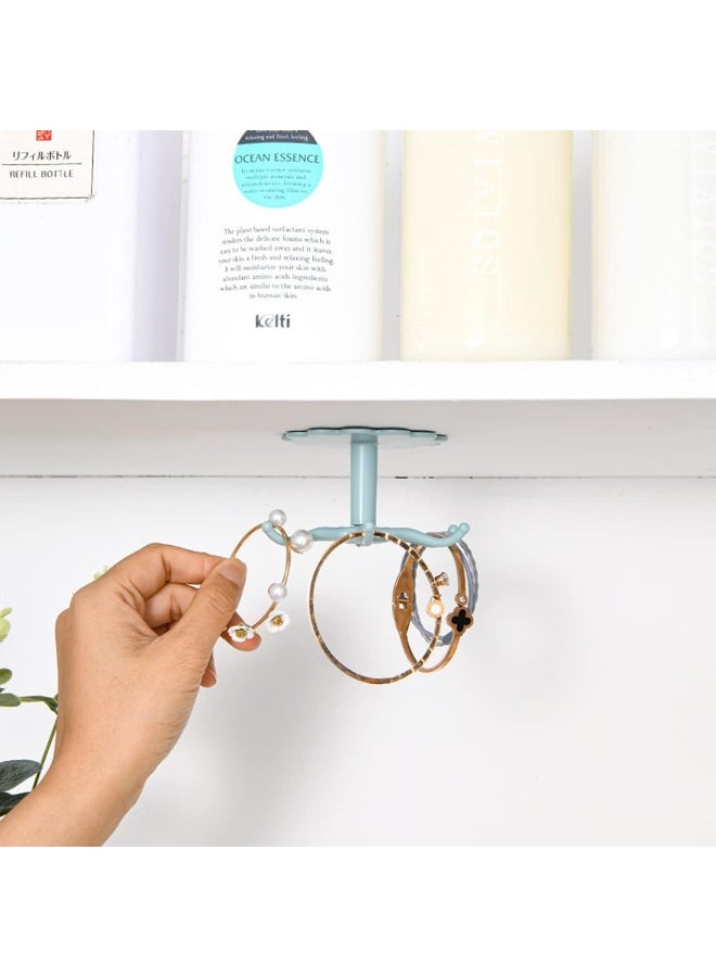 ECVV 4 Pieces 360° Rotating Utensil Holder Hook, Multi-purpose Wall Mounted Hole Free Hanger, Self-Adhesive Under Cabinet Scarf Tie Hanger, Kitchen Tools Rack, Six Hooks In One (Black & White) Black & White  - Image 4