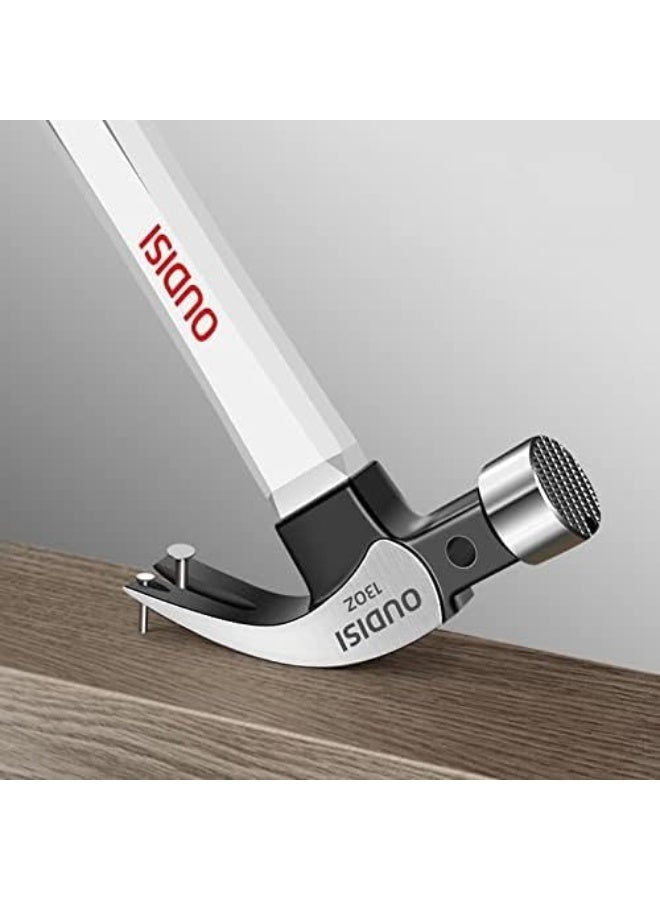 إي سي في في Heavy Claw Hammer 13OZ Nail Hammer Tool Steel Woodworking Striking Tools Magnetic Automatic Nail Suction Hammer (ROUND HEAD HAMMER) Black and Silver  - Image 2