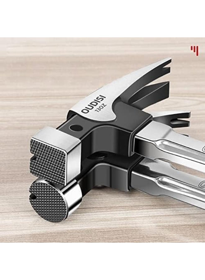 إي سي في في Heavy Claw Hammer 13OZ Nail Hammer Tool Steel Woodworking Striking Tools Magnetic Automatic Nail Suction Hammer (ROUND HEAD HAMMER) Black and Silver  - Image 4