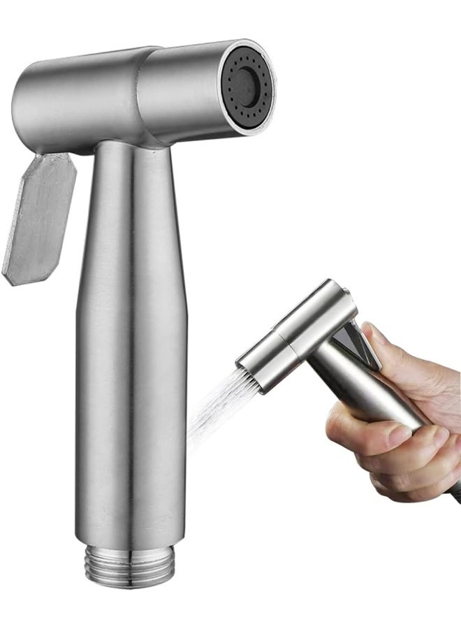 إي سي في في Stainless Steel Handheld Bidet Sprayer for Toilet Cloth Bathroom Diaper Self Cleaning Shattaf Set with adjustable water Pressure Control Silver  - Image 1
