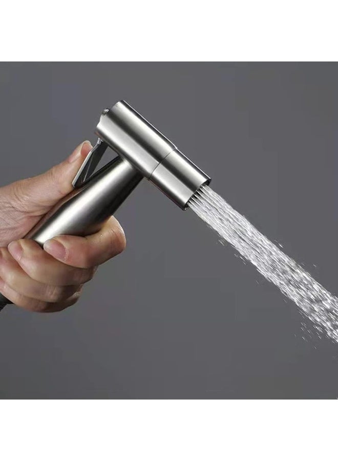 إي سي في في Stainless Steel Handheld Bidet Sprayer for Toilet Cloth Bathroom Diaper Self Cleaning Shattaf Set with adjustable water Pressure Control Silver  - Image 3