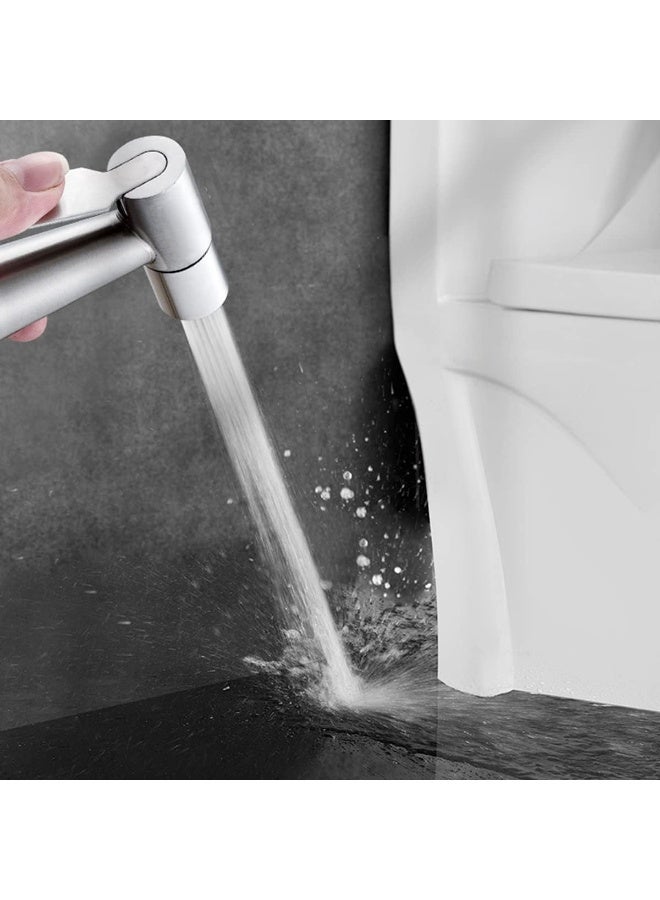 إي سي في في Stainless Steel Handheld Bidet Sprayer for Toilet Cloth Bathroom Diaper Self Cleaning Shattaf Set with adjustable water Pressure Control Silver  - Image 2