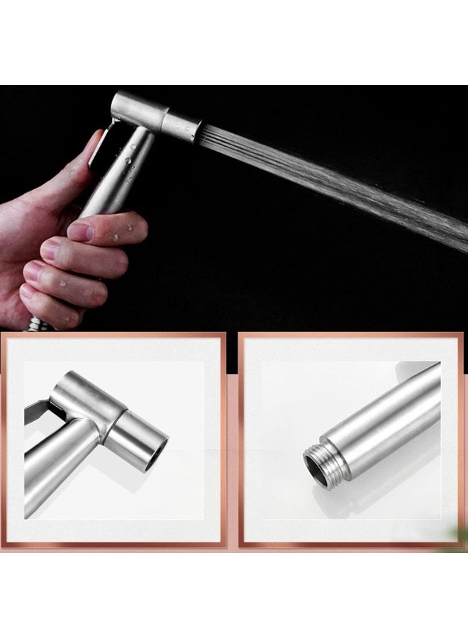 إي سي في في Stainless Steel Handheld Bidet Sprayer for Toilet Cloth Bathroom Diaper Self Cleaning Shattaf Set with adjustable water Pressure Control Silver  - Image 5