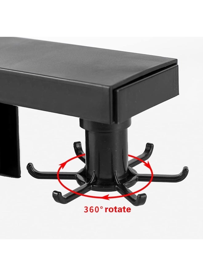 ECVV ECVV Multi-Purpose Kitchen Hooks: 360° Rotatable Rack for Organized Storage & Spoon Hanger Accessories Black  - Image 4