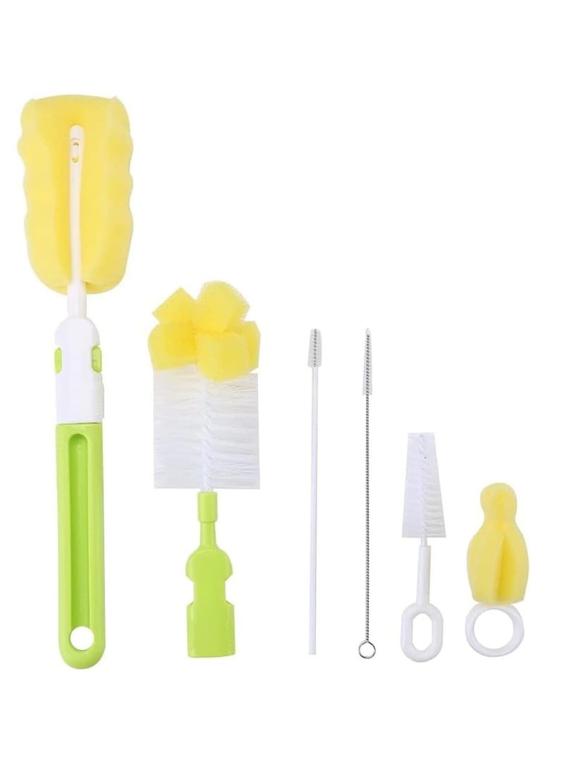 ECVV Bottle Cleaning Brushes Set 6 Pieces Baby Milk Bottle Brush With Pacifier Cleaner and Straw Cleaner Sponge Cleaner Brush For Pump BPA Free - Image 1