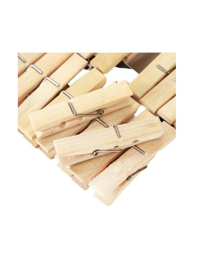 ECVV ECVV® Bamboo Clothespins | Bamboo Pegs Clothes Pegs Wood urable Hanging Clips for Home Clothes Windproof Supplies | 20 Pieces 6cm x 1.2cm Brown (20 Pcs)  - Image 2