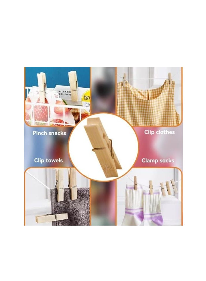 ECVV ECVV® Bamboo Clothespins | Bamboo Pegs Clothes Pegs Wood urable Hanging Clips for Home Clothes Windproof Supplies | 20 Pieces 6cm x 1.2cm Brown (20 Pcs)  - Image 4