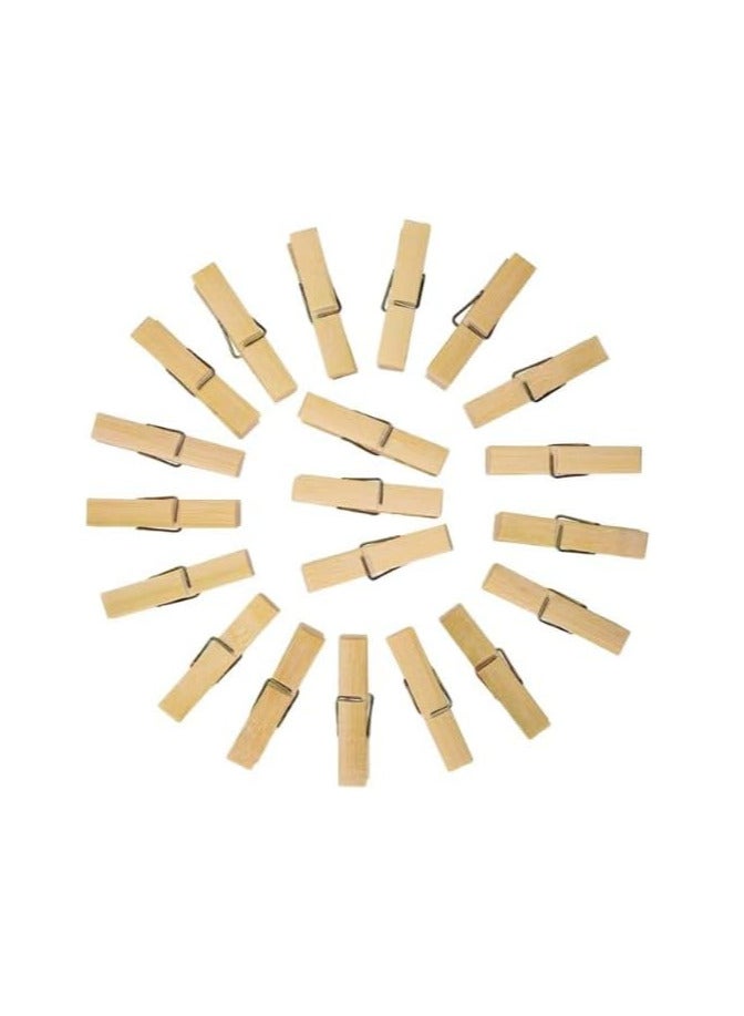 ECVV ECVV® Bamboo Clothespins | Bamboo Pegs Clothes Pegs Wood urable Hanging Clips for Home Clothes Windproof Supplies | 20 Pieces 6cm x 1.2cm Brown (20 Pcs)  - Image 1