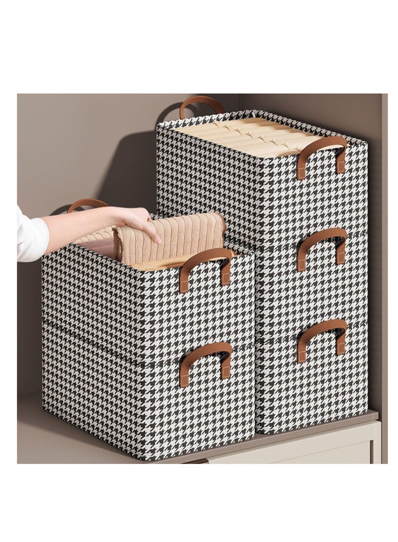 إي سي في في ECVV 3 Pack Wardrobe Clothes Organizer Foldable Non-woven with Steel Frame Stackable Drawer Closet Organizer with Handles for Clothes, Jeans, Pants, Sweaters, Dresses Black and White  - Image 2