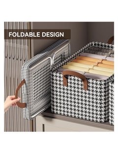 إي سي في في ECVV 3 Pack Wardrobe Clothes Organizer Foldable Non-woven with Steel Frame Stackable Drawer Closet Organizer with Handles for Clothes, Jeans, Pants, Sweaters, Dresses Black and White  - Image 4