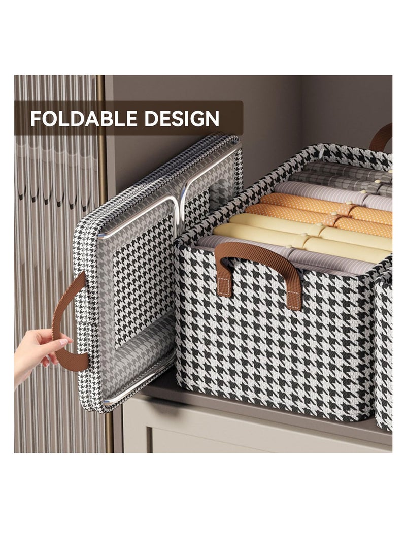 إي سي في في ECVV 3 Pack Wardrobe Clothes Organizer Foldable Non-woven with Steel Frame Stackable Drawer Closet Organizer with Handles for Clothes, Jeans, Pants, Sweaters, Dresses Black and White  - Image 4