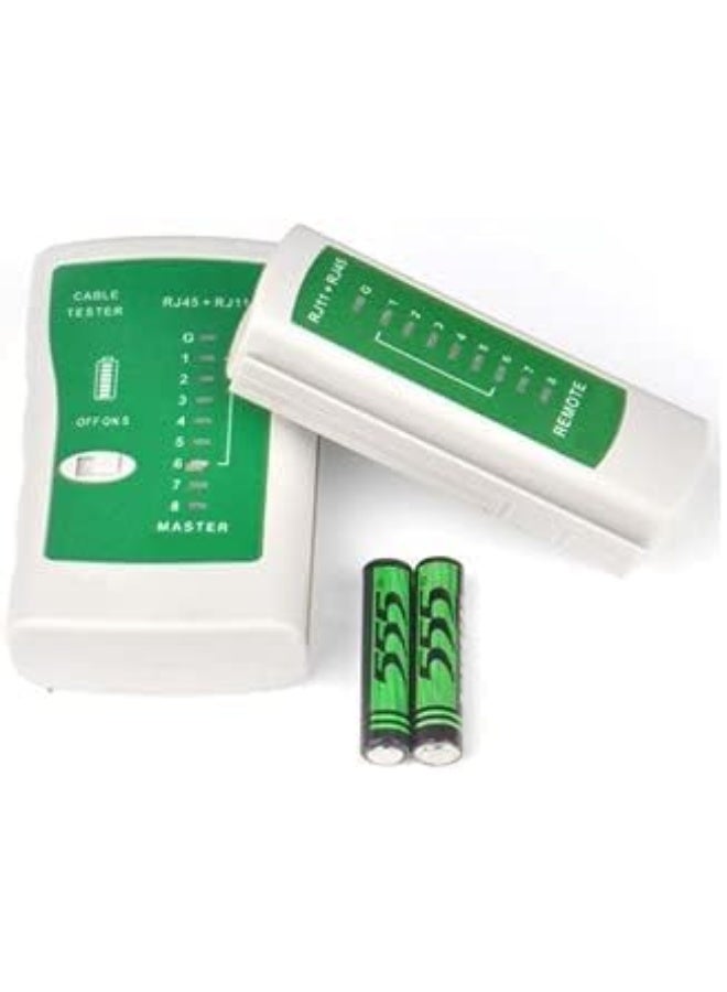 ECVV ECVV Network Linemeter – 2-in-1 Multi-Function Cable Tester for RJ45 & RJ11 Connectors, Automatic Detection of Open/Short Circuits, Test LED Indicators for Faulty Network and Telephone Cables (Including BNC) Green and White  - Image 2