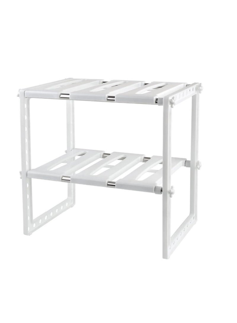 ECVV 2 Tier Under Sink Organizer,Expandable Cabinet Shelf Organizer 2 Tier Under Storage Rack with Removable Panels,Multi-Use for Under Kitchen Bathroom Sink Organizers and Storage - Image 1