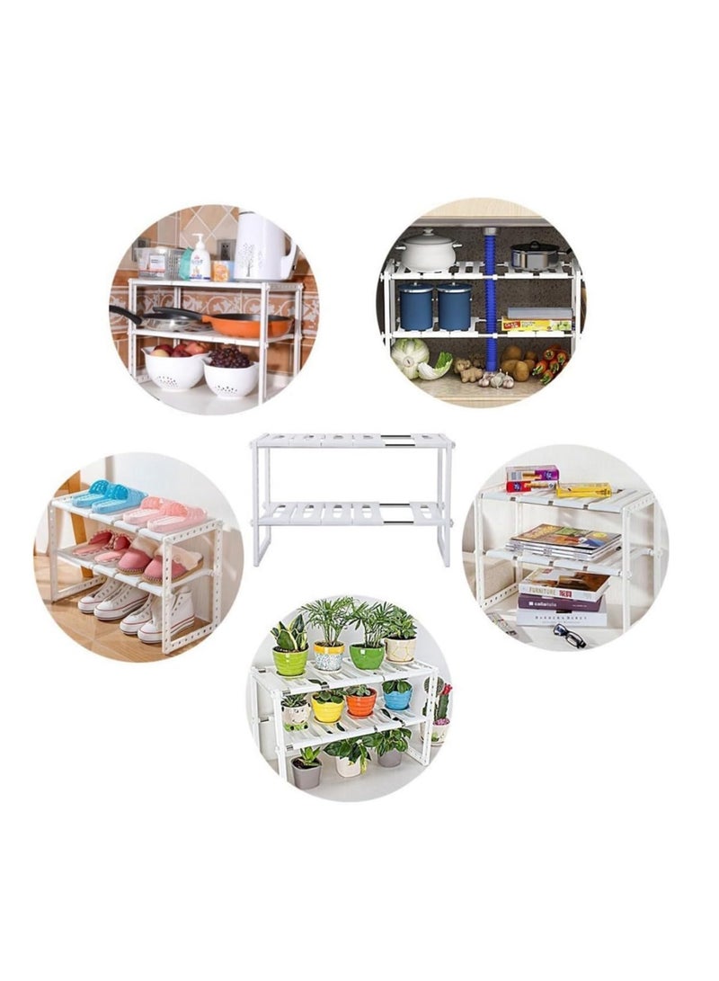 ECVV 2 Tier Under Sink Organizer,Expandable Cabinet Shelf Organizer 2 Tier Under Storage Rack with Removable Panels,Multi-Use for Under Kitchen Bathroom Sink Organizers and Storage - Image 2