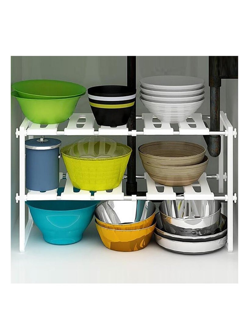ECVV 2 Tier Under Sink Organizer,Expandable Cabinet Shelf Organizer 2 Tier Under Storage Rack with Removable Panels,Multi-Use for Under Kitchen Bathroom Sink Organizers and Storage - Image 5