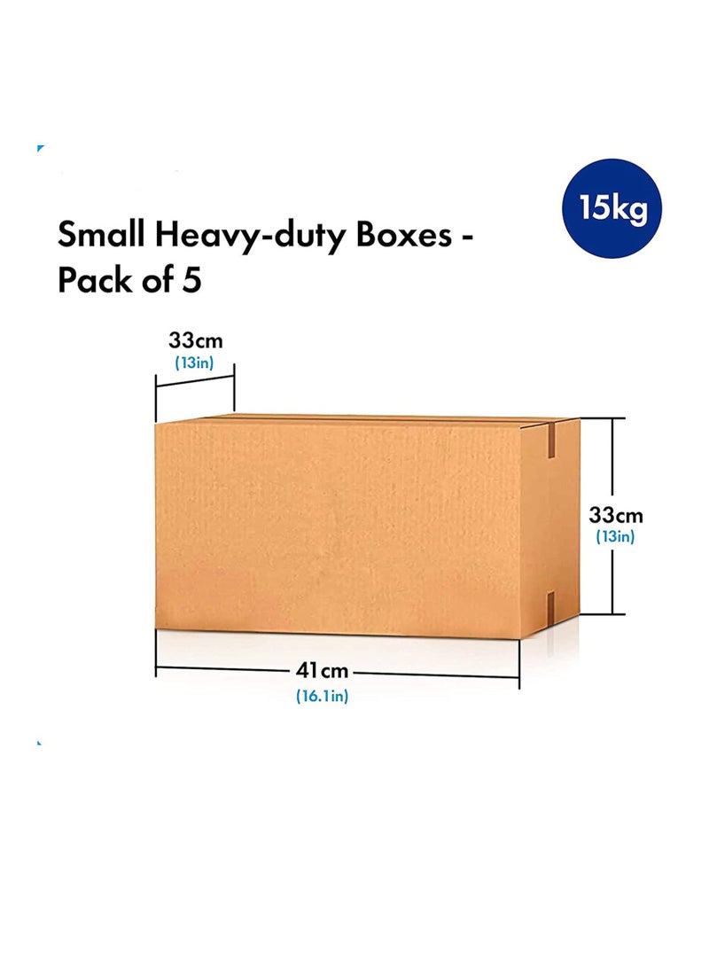 إي سي في في 5-Pack Carton Box, Cardboard, For Moving Shipping And Packing Double Wall 100% Recyclable Corrugated Cardboard Moving Boxes Brown 41x33x33cm  - Image 3