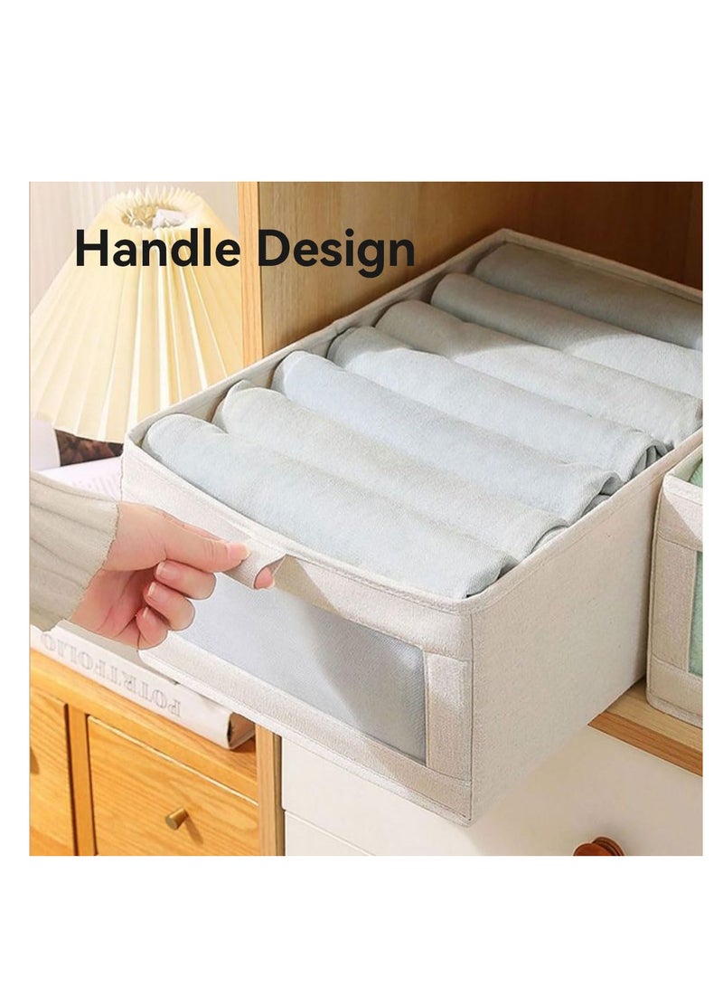ECVV ECVV 4 Pack Wardrobe Clothes Organizer Foldable Closet Storage Bins with Clear Window Large Storage Boxes Baskets for Organizing Clothing Jeans Shirts Toys Books Beige  - Image 3